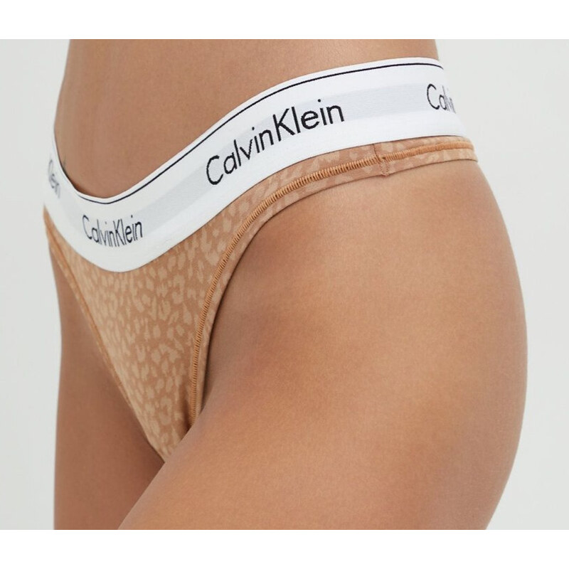 Calvin Klein Dámské tanga F3786E 796 hnědá/vzor - Calvin Kiein