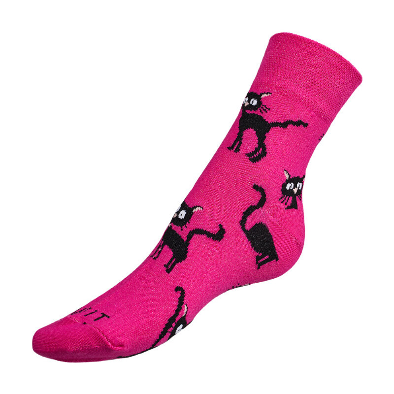 BELLATEX Dámské ponožky Kočka, magenta, vel. 35-38