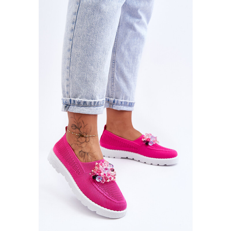 Botoshop Dámské Slip-on Tenisky s Kameny Fuchsia Simple