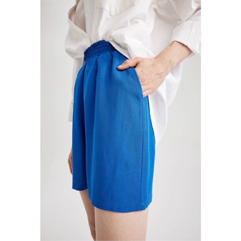 DEFACTO Paperbag Waist Wide Leg Linen Blended Shorts