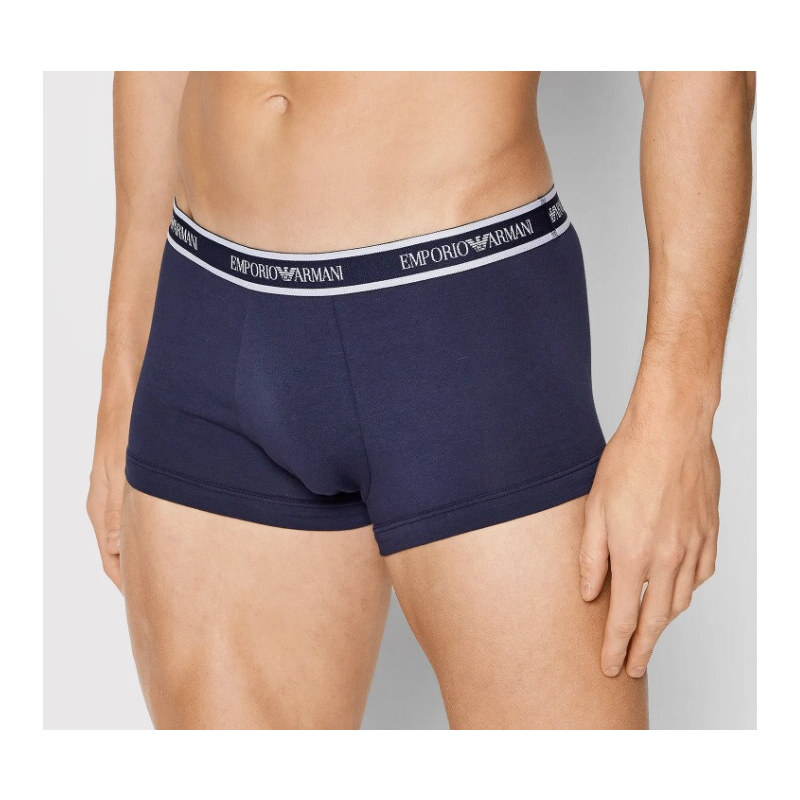 Pánské boxerky 111357 2R717 96735 - tm.modrá/oranžová - Emporio Armani