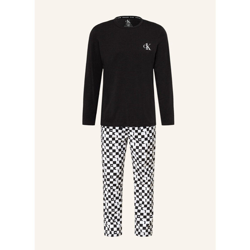 Pánské pyžamo NM2019E 6OE černá/bílá - Calvin Klein
