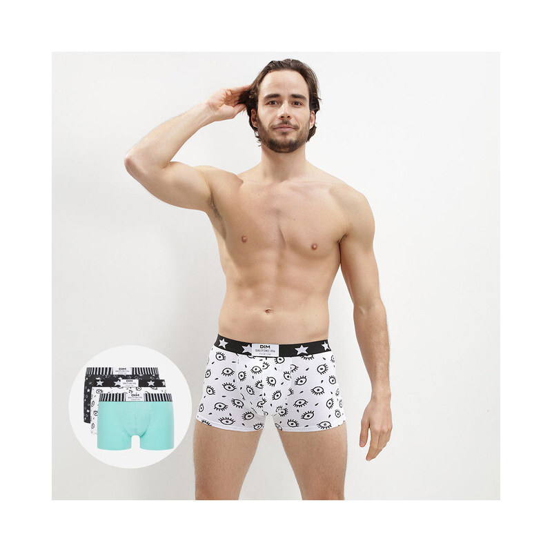 Pánské módní boxerky 3 ks DIM VIBES BOXER 3x - DIM - bílá