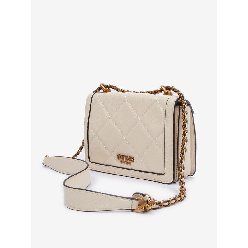 Béžová dámská crossbody kabelka Guess Abey Convertible Xbody Flap - Dámské