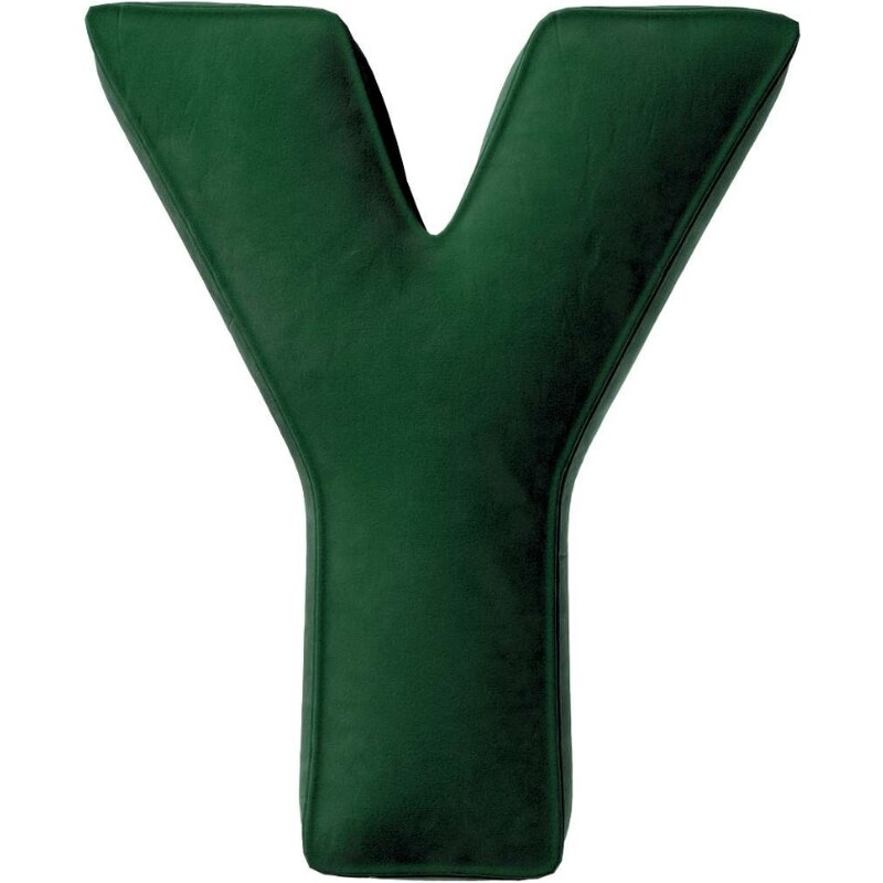 Yellow Tipi Tmavě zelený sametový polštář písmeno Y 40 cm