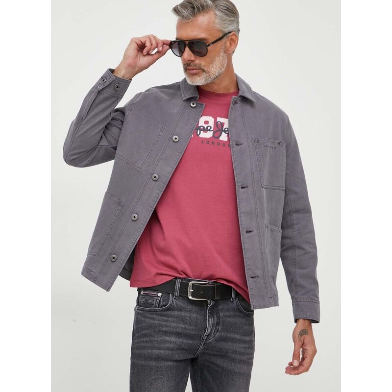 Džínová bunda Pepe Jeans Blaine pánská, šedá barva, přechodná