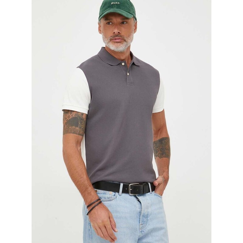 Bavlněné polo tričko Pepe Jeans Longford šedá barva