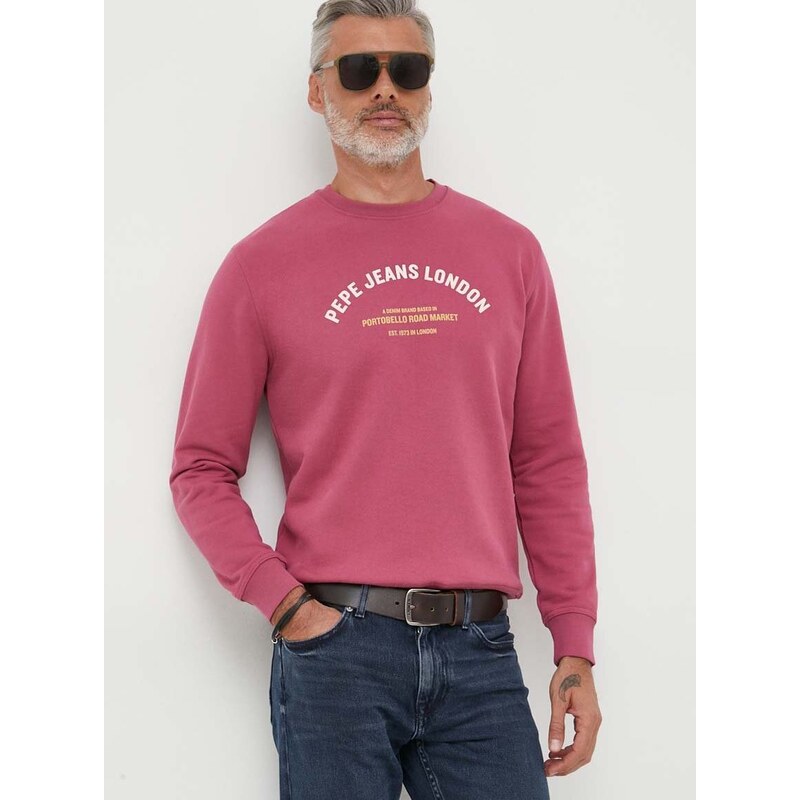 Bavlněná mikina Pepe Jeans Medley pánská, růžová barva, s potiskem