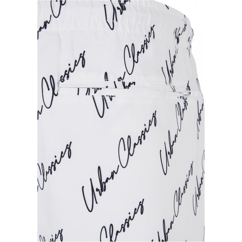 URBAN CLASSICS Pattern Swim Shorts - whitescriptlogo