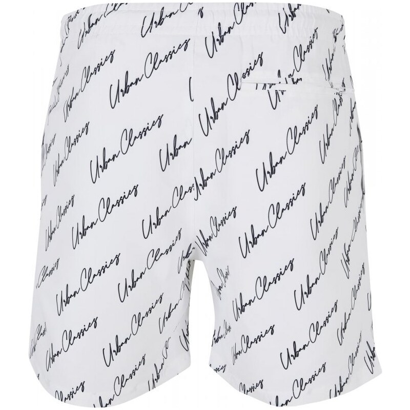URBAN CLASSICS Pattern Swim Shorts - whitescriptlogo