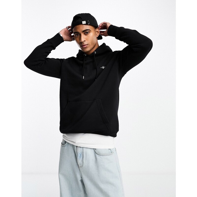 GANT shield logo hoodie in black