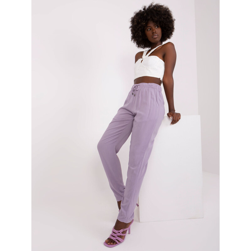 Fashionhunters Světle fialové kalhoty z viskózové látky SUBLEVEL