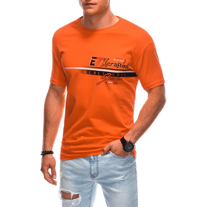 EDOTI Pánské tričko s potiskem 1838S - oranžová