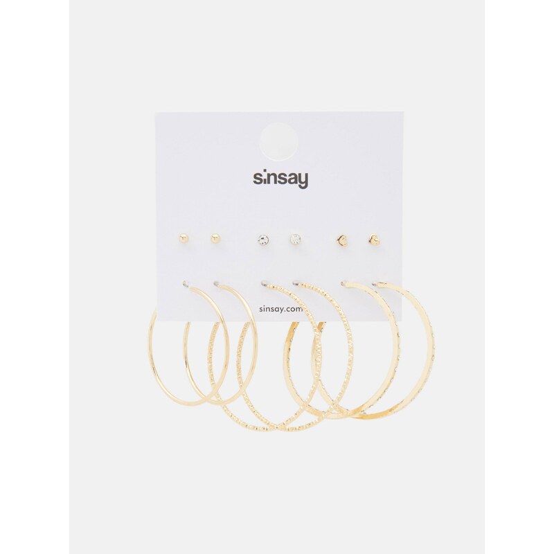 Sinsay - Sada 6 párů náušnic - zlatá 115744566