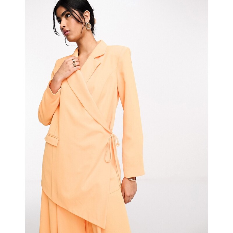 Daska wrap tie blazer co-ord in bright orange