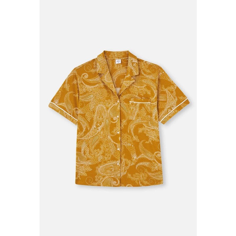 Dagi Mustard Meter Printed Shirt Collar Plus Size Pajama Set