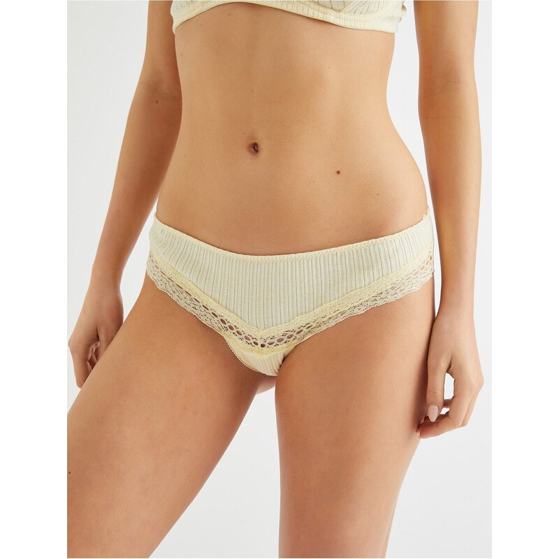 Koton Brazilian Panties Ruched Cotton Textured