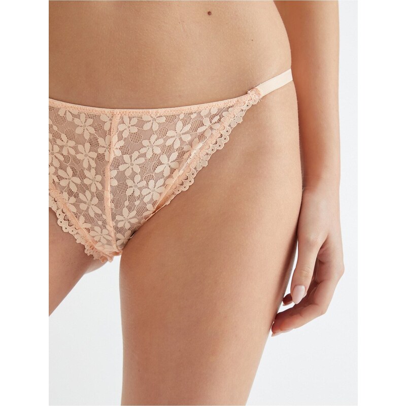 Koton Brazilian Panties Ruched Floral Normal Waist