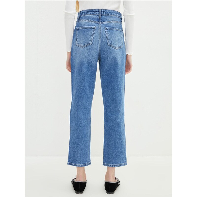 LC Waikiki High Waist Women's Straight Fit Rodeo Jeans with Pocket Detail
