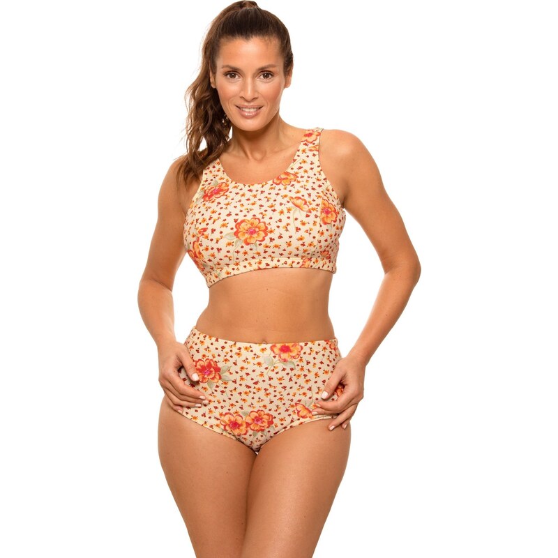 MARKO COLLECTION Béžové bikiny s oranžovými květinami Asani M