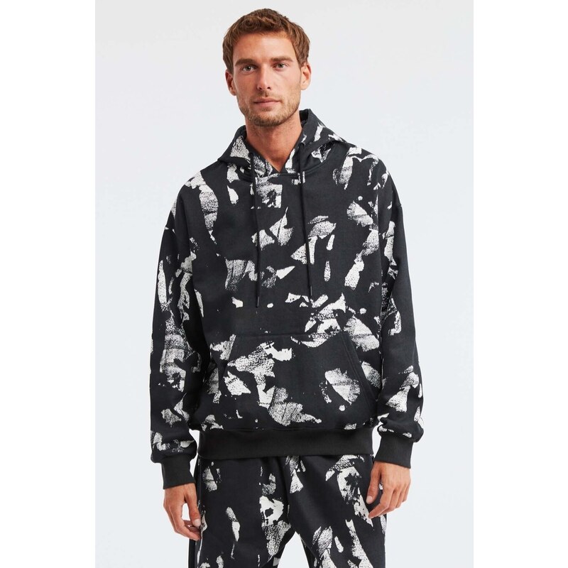 GRIMELANGE Men's Floyd Tie-dye Wash Look Hooded Sweatshirt