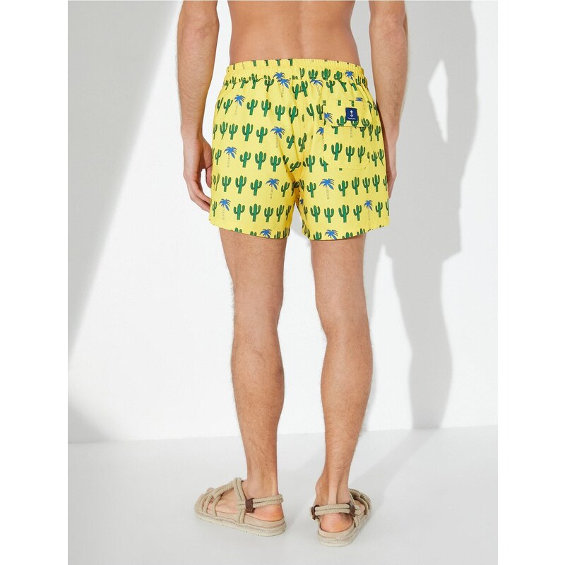 Koton Marine Shorts Cactus Themed Printed Tie Waist with Pocket