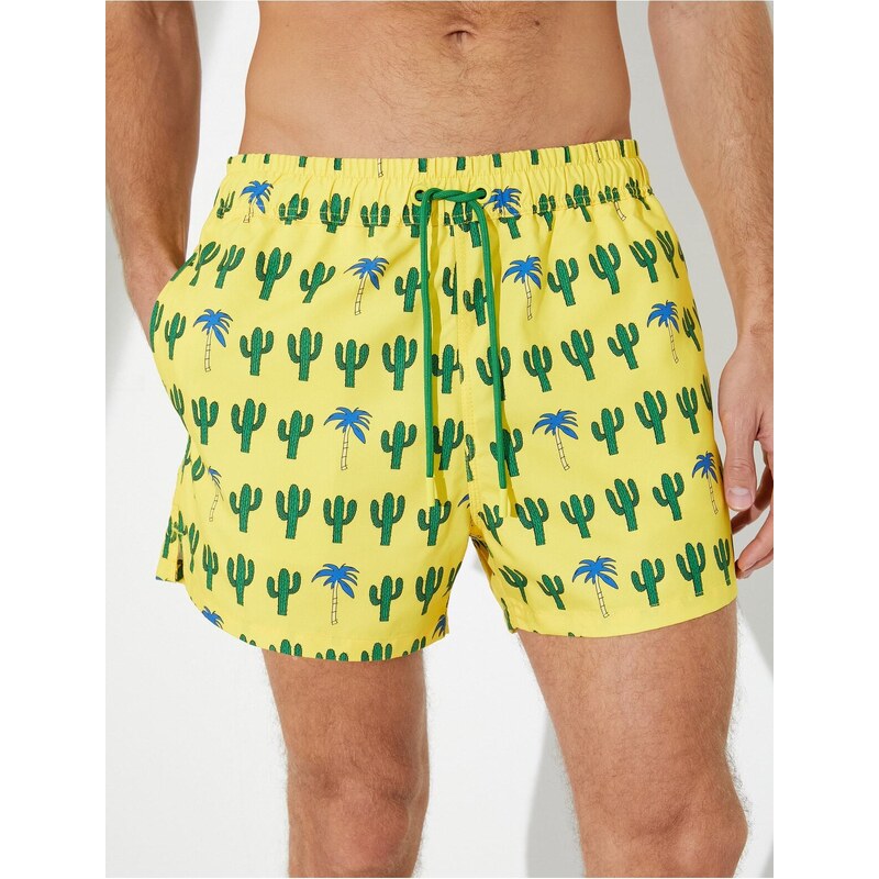 Koton Marine Shorts Cactus Themed Printed Tie Waist with Pocket