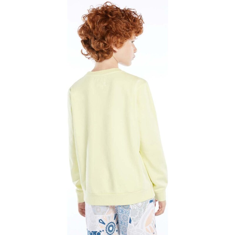 Dětská bavlněná mikina Guess zelená barva, s aplikací