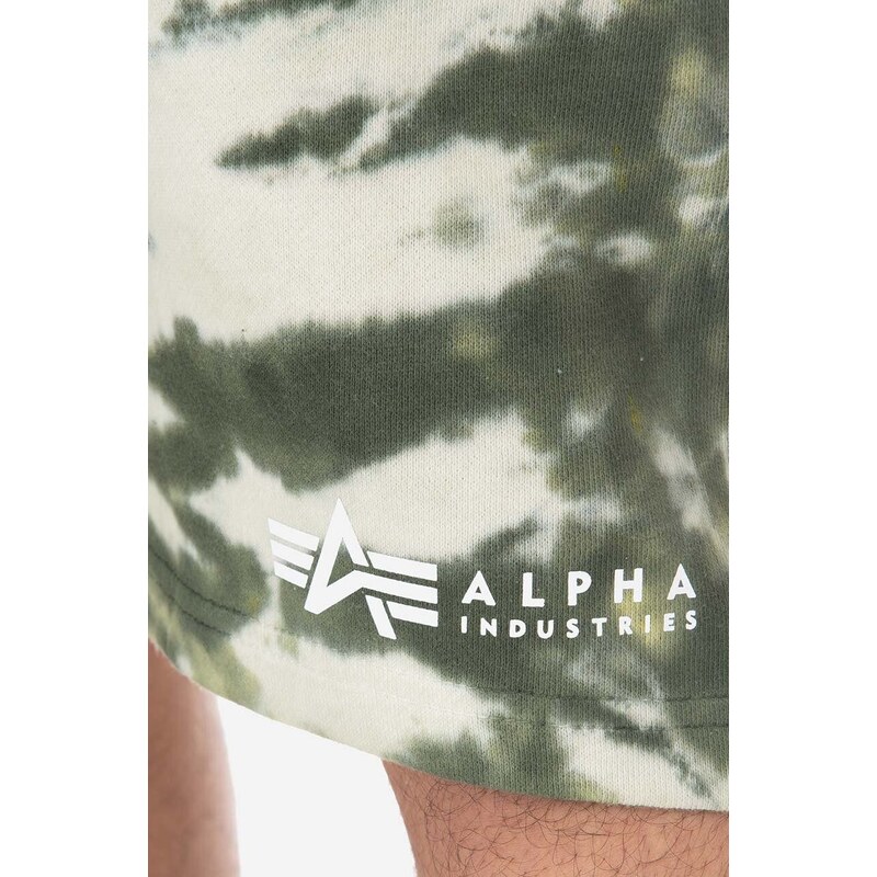 Kraťasy Alpha Industries Tie Dye pánské, zelená barva, 106361.142-green