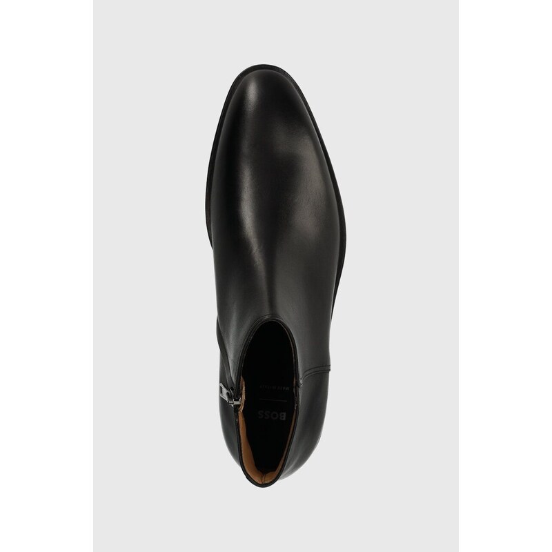 Kožené boty BOSS Derrek pánské, černá barva, 50499288