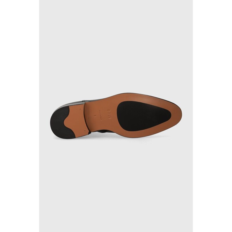 Kožené boty BOSS Derrek pánské, černá barva, 50499288
