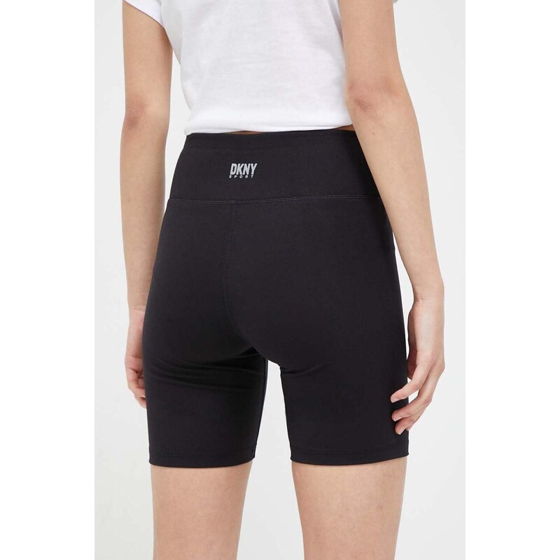 Kraťasy Dkny dámské, černá barva, s aplikací, high waist