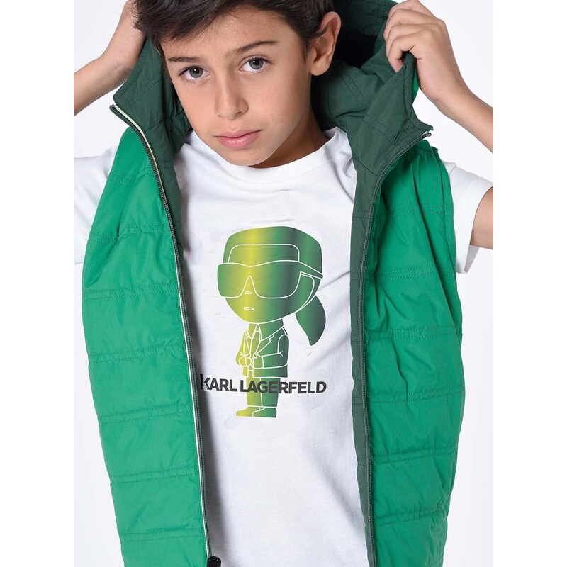 Dětská oboustranná vesta Karl Lagerfeld zelená barva