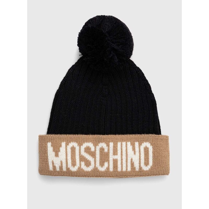 Čepice Moschino béžová barva, z tenké pleteniny