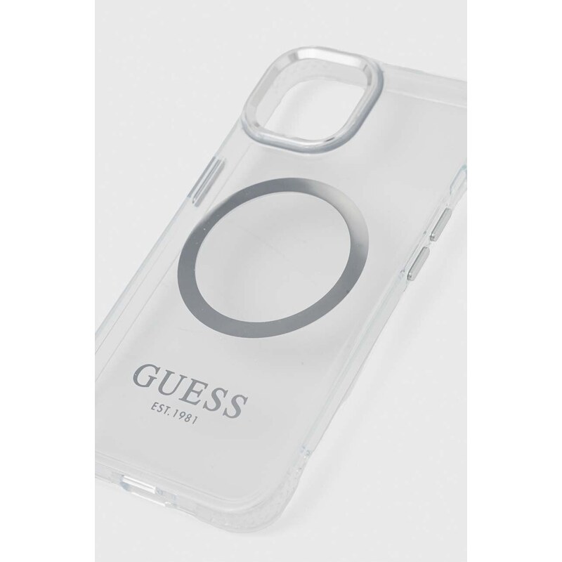 Obal na telefon Guess iPhone 14 6,1 stříbrná barva