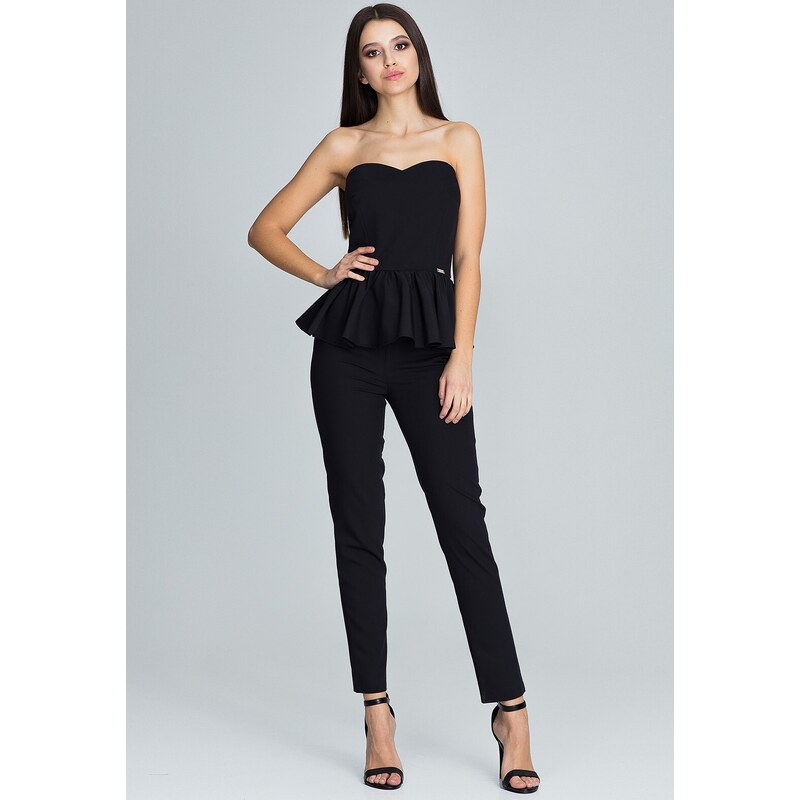 FIGL Dámský set peplum top + kalhoty M606 Black