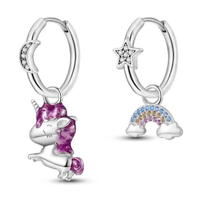 GRACE Silver Jewellery Stříbrné náušnice Jednorožec a Duha - stříbro 84028207