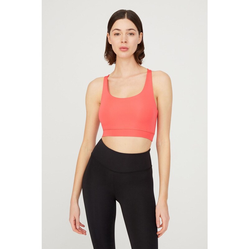 LOS OJOS Coral Lightweight Support Back Detail Covered Sports Bra.