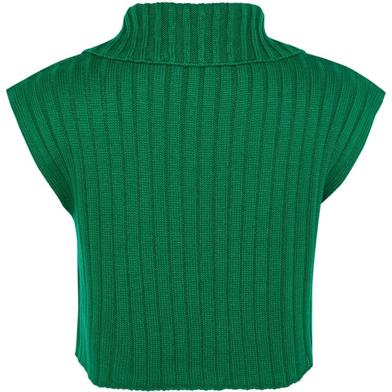 Trendyol Green Crop Polo Neck Pletený svetr