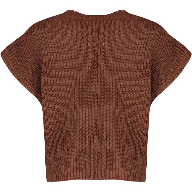 Trendyol hnědá kapsa detailního pleteného svetru