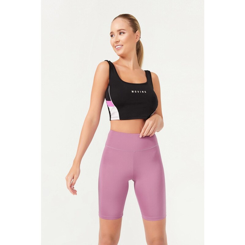 LOS OJOS Women's Lavender High Waist Contouring Cycling Shorts Sport Leggings