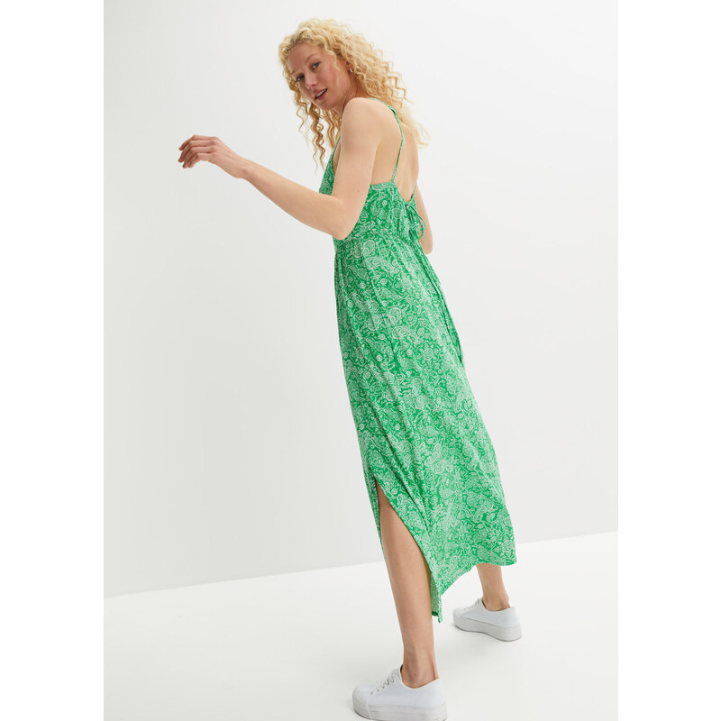 bonprix Dlouhé úpletové šaty Zelená