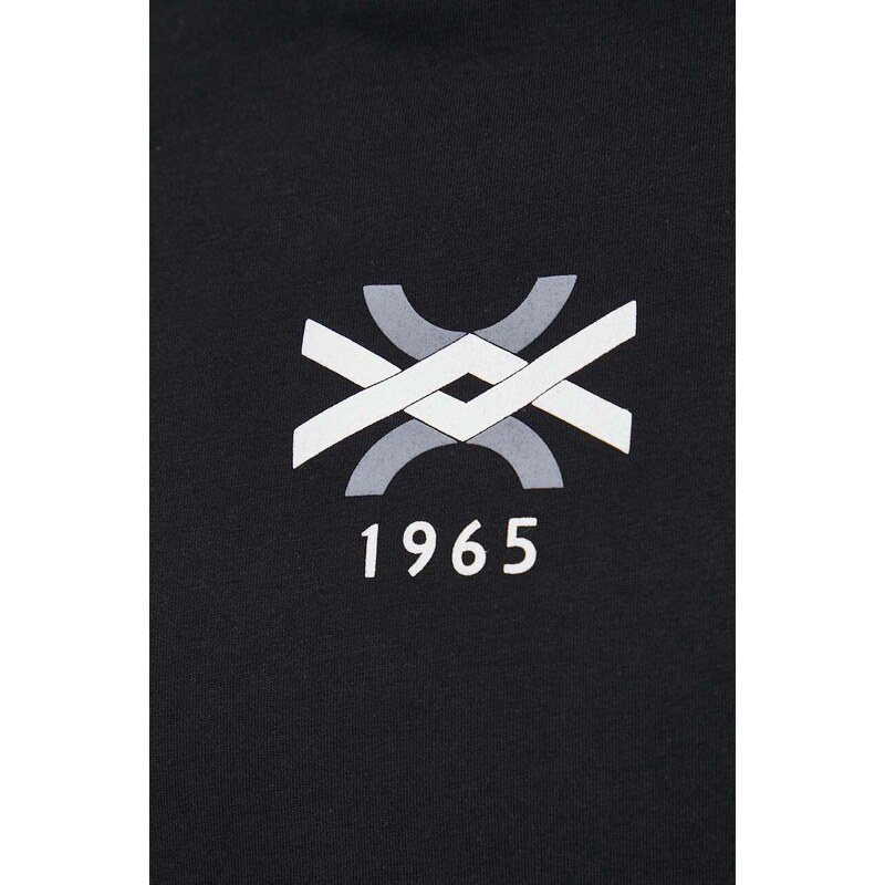 Bavlněné tričko s dlouhým rukávem United Colors of Benetton černá barva, s potiskem