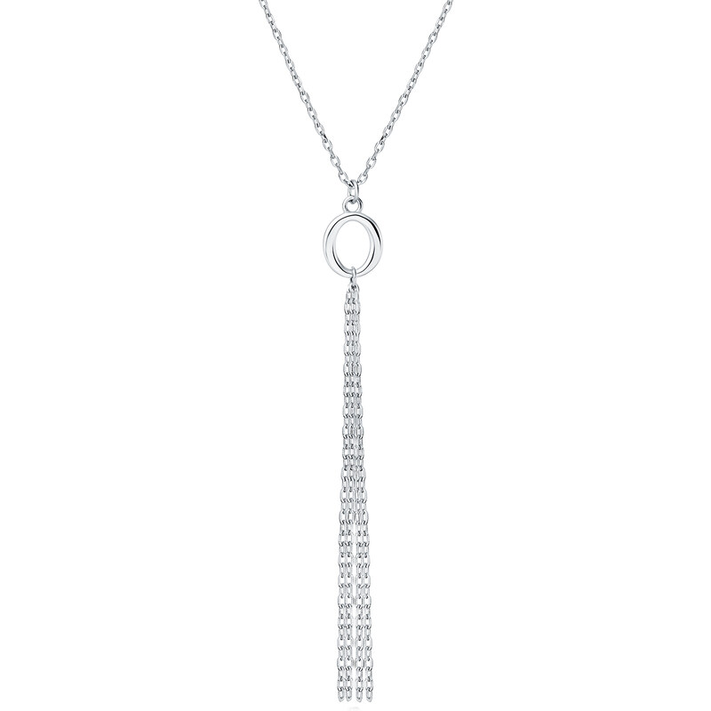 OLIVIE Stříbrný náhrdelník OVÁL s řetízky 7589