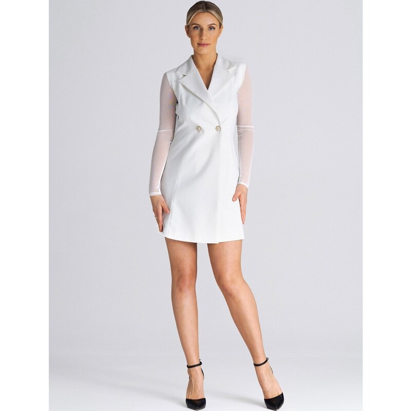 FIGL Smetanové elegantní šaty s průsvitnými zády Smetanová 84156488