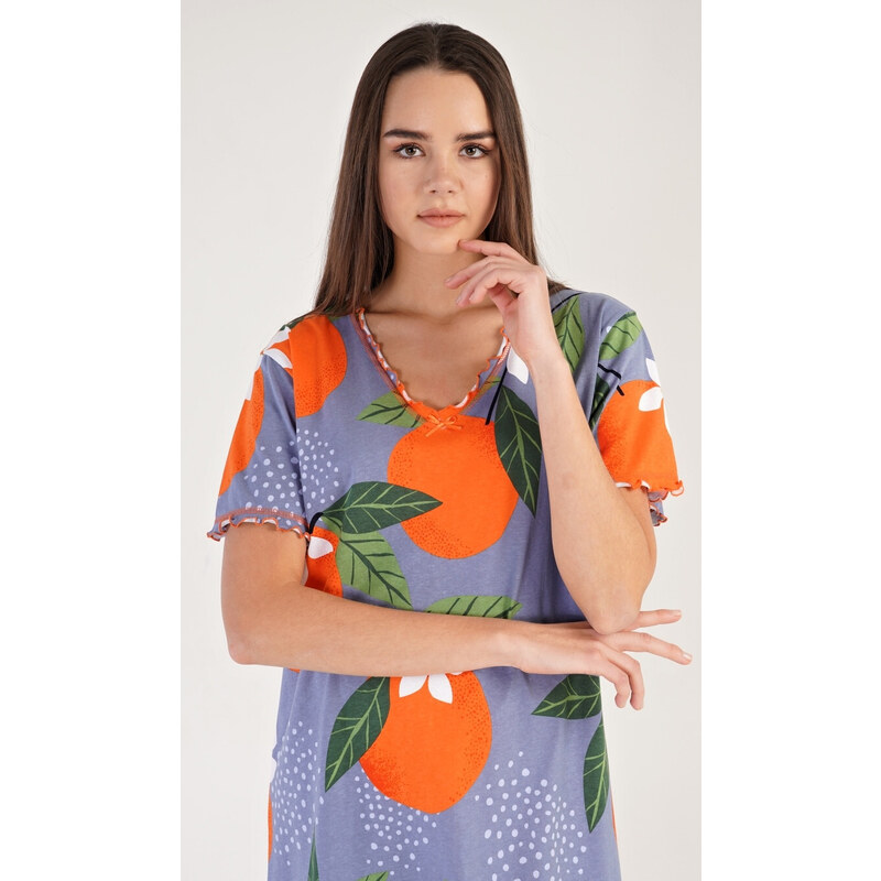 Vienetta Dámská noční košile s krátkým rukávem Pomeranče