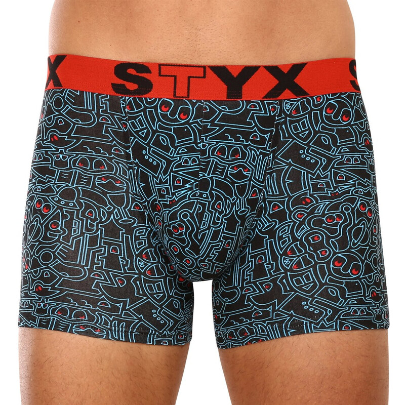 Pánské boxerky Styx long art sportovní guma doodle (U1256)