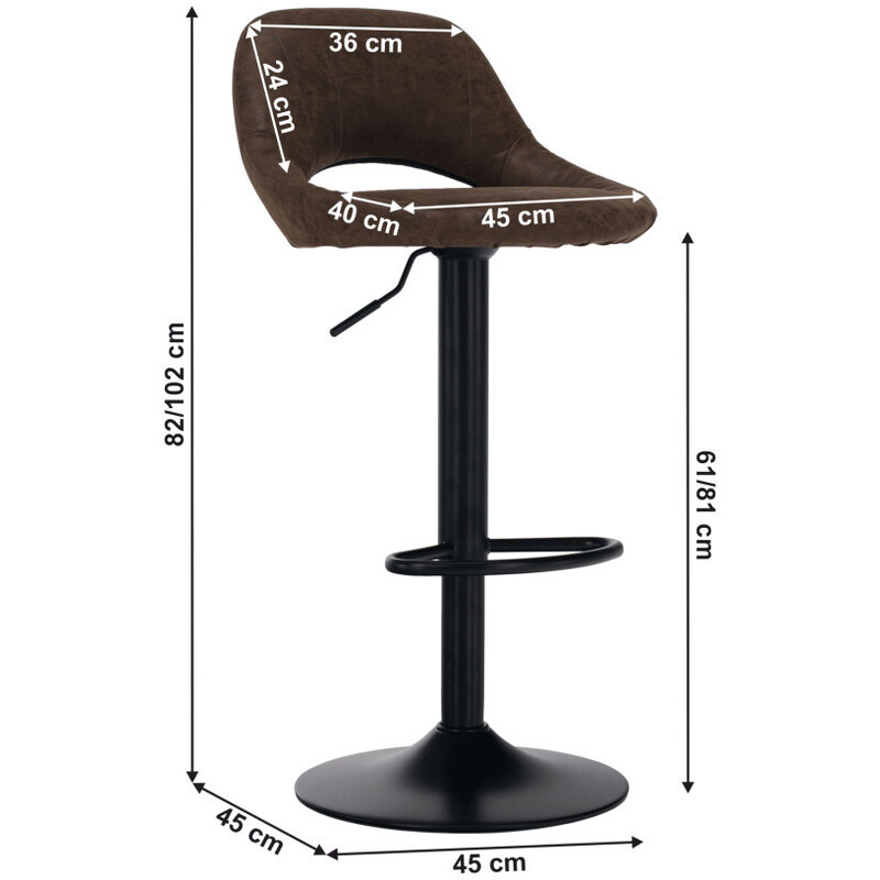Tempo Kondela Barová židle LORASA NEW - hnědá látka s efektem broušené kůže