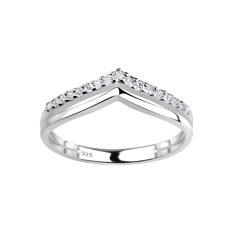 SYLVIENE Stříbrný prstýnek Double Chevron se Zirkony 84136324