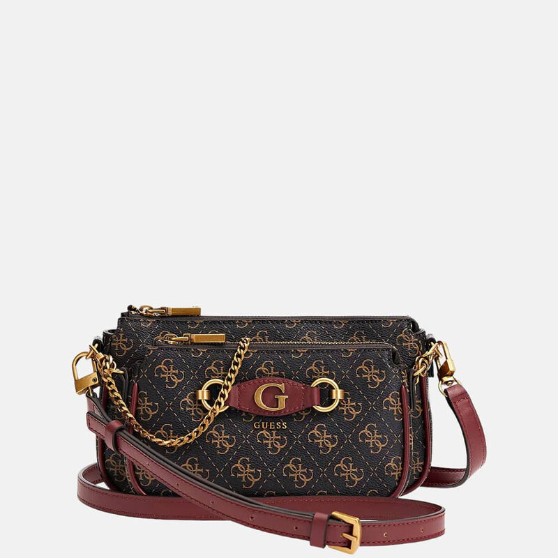 Hnědá kabelka Guess Izzy Double Crossbody pouch 55453